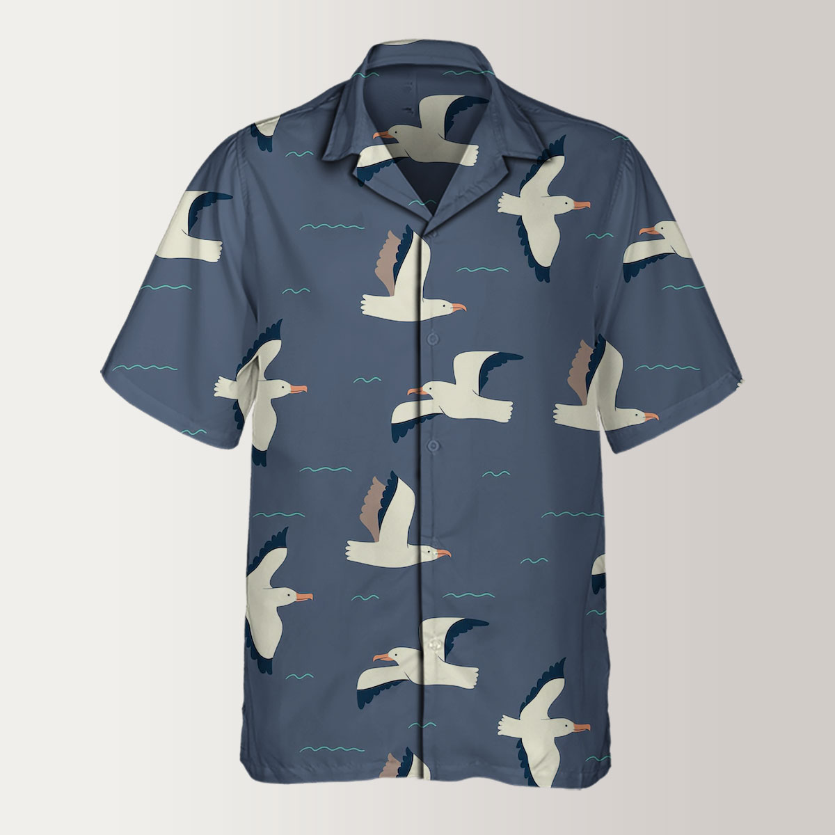 Cartoon Flying Seagull Hawaiian Shirt