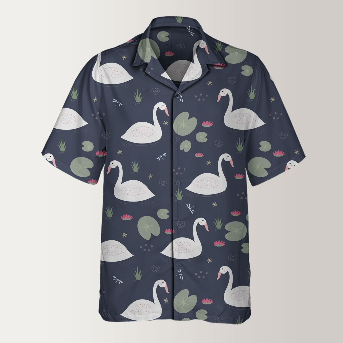 Cartoon Lake Swan Hawaiian Shirt