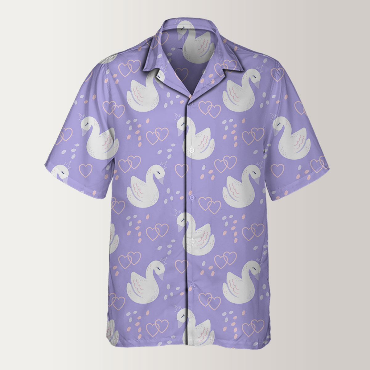 Cartoon Swan Purple Background Hawaiian Shirt