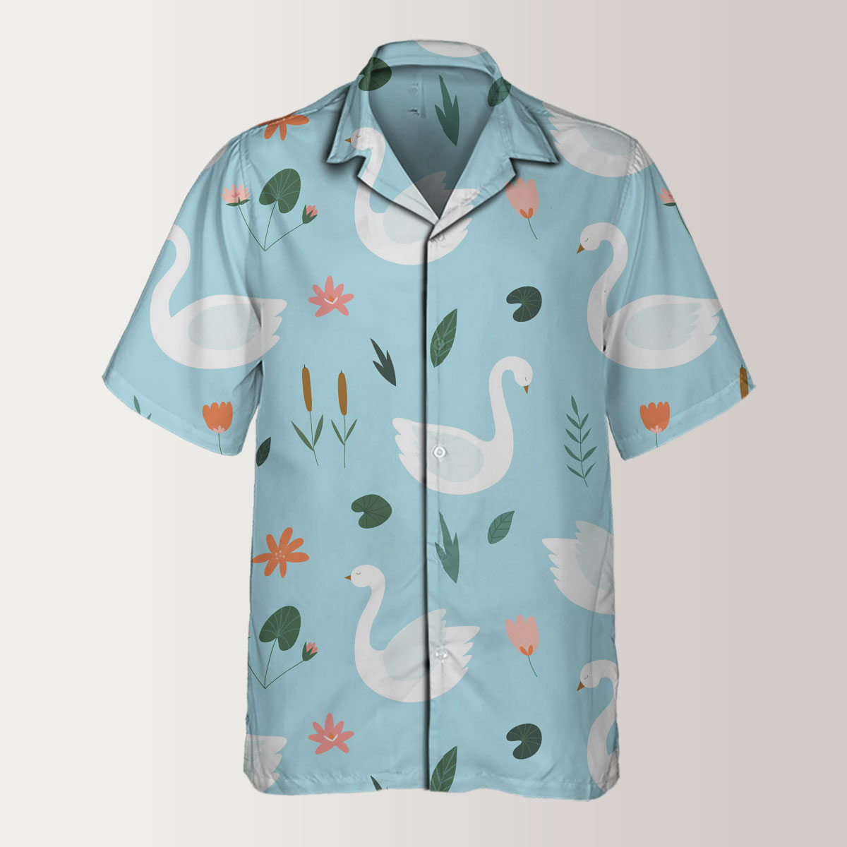 Cartoon Tropical Swan Hawaiian Shirt