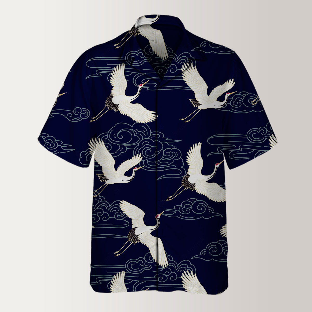 Dark Cloud Flying Crane Hawaiian Shirt