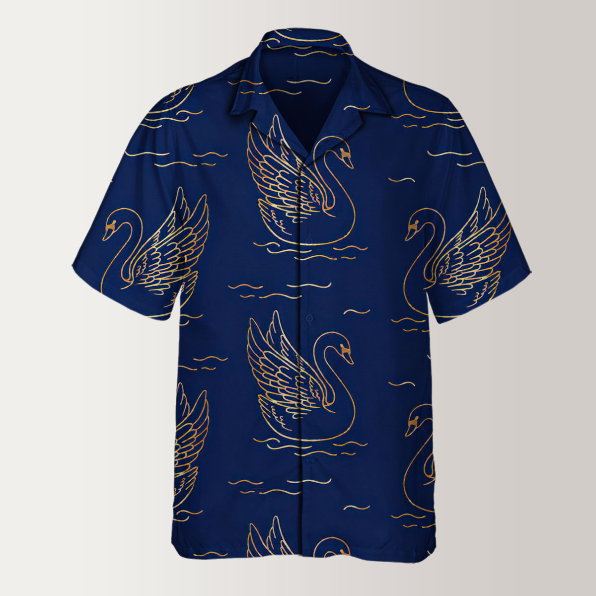 Floating Golden  Swan Art Hawaiian Shirt
