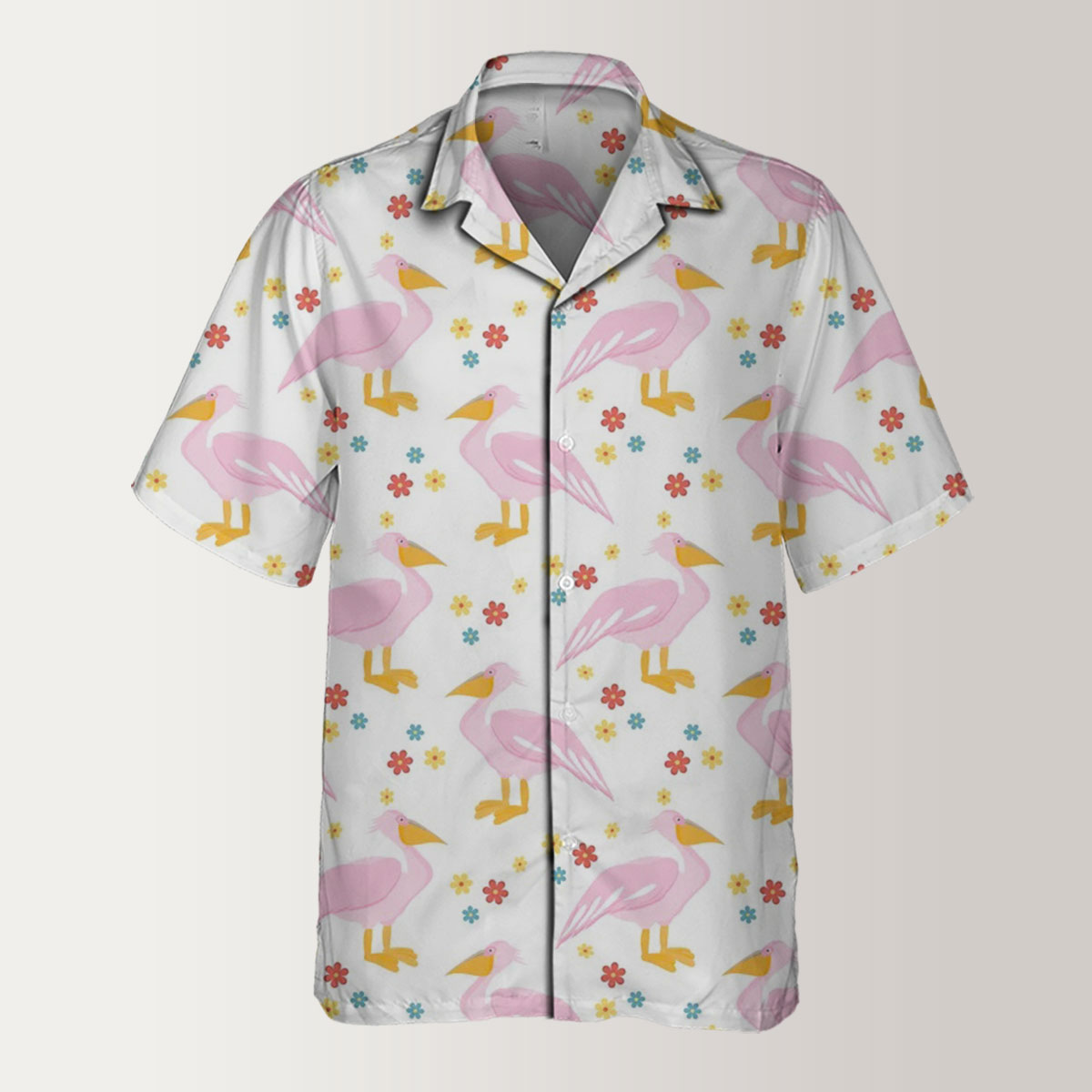 Floral Pink Pelican Hawaiian Shirt