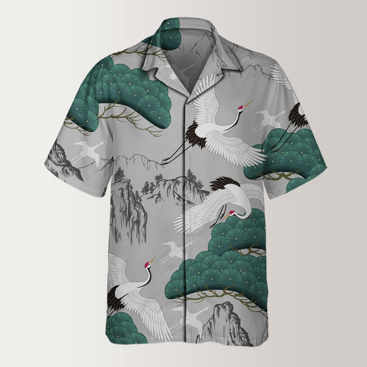 Flying Mountain Crane Hawaiian Shirt