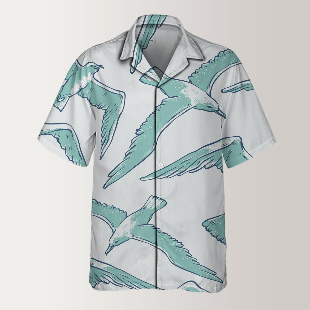 Green Art Seagull Hawaiian Shirt