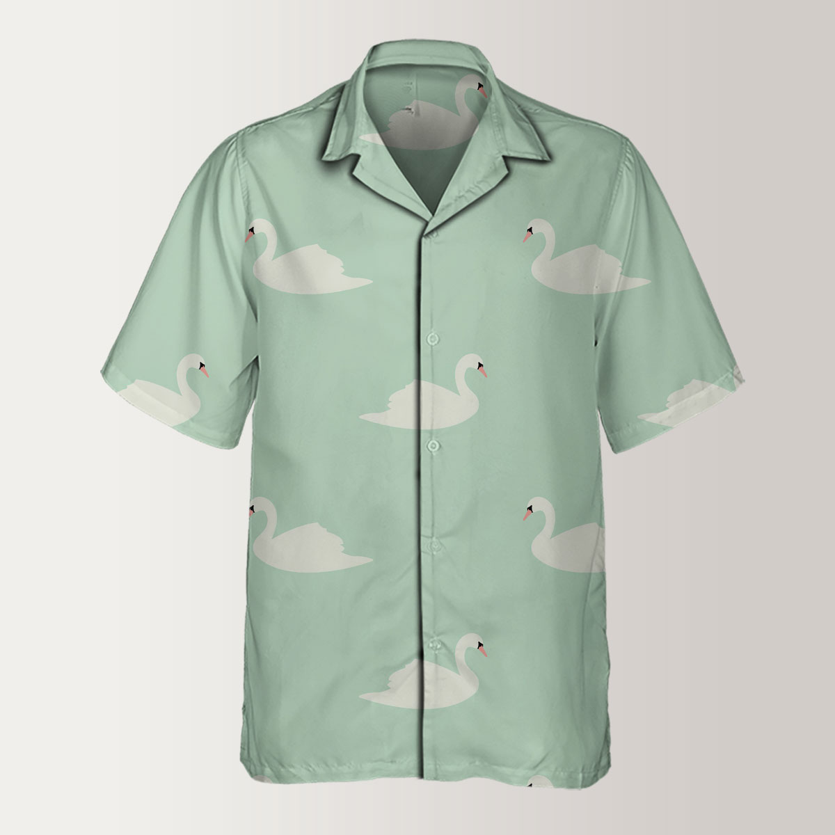 Green Monogram Swan Hawaiian Shirt