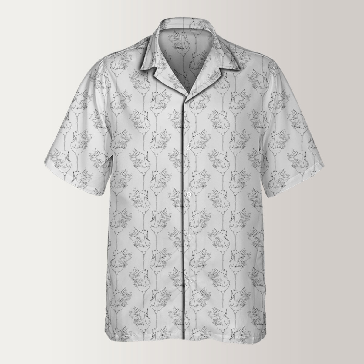 Japanese Crane Monogram Hawaiian Shirt