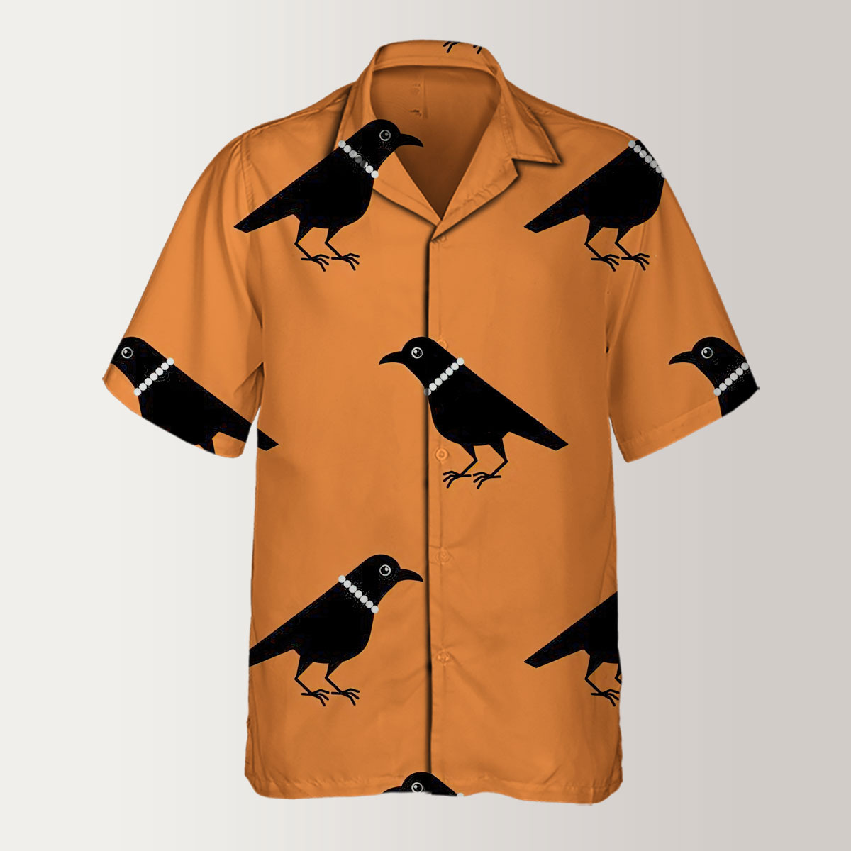 Lady Crow Orange Background Hawaiian Shirt