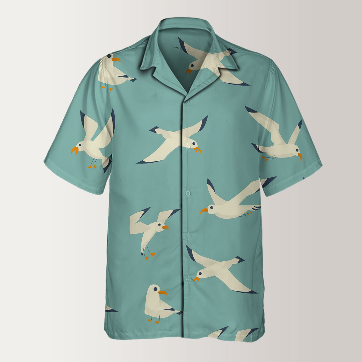 Monogram Cartoon Seagull Hawaiian Shirt