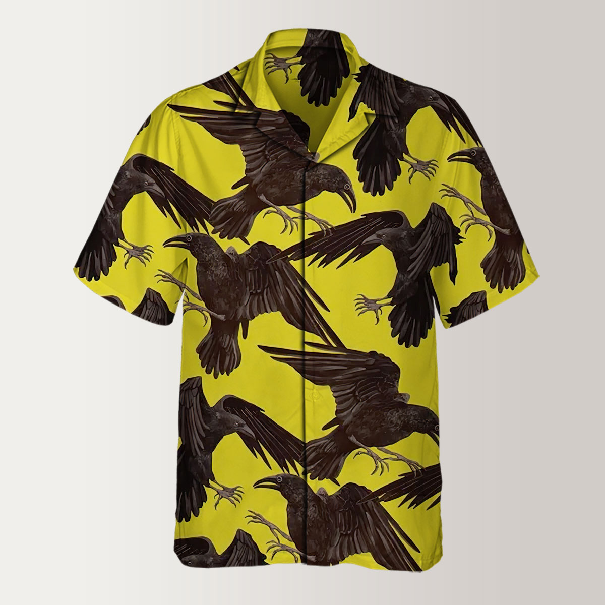 Raven On Yellow Background Hawaiian Shirt