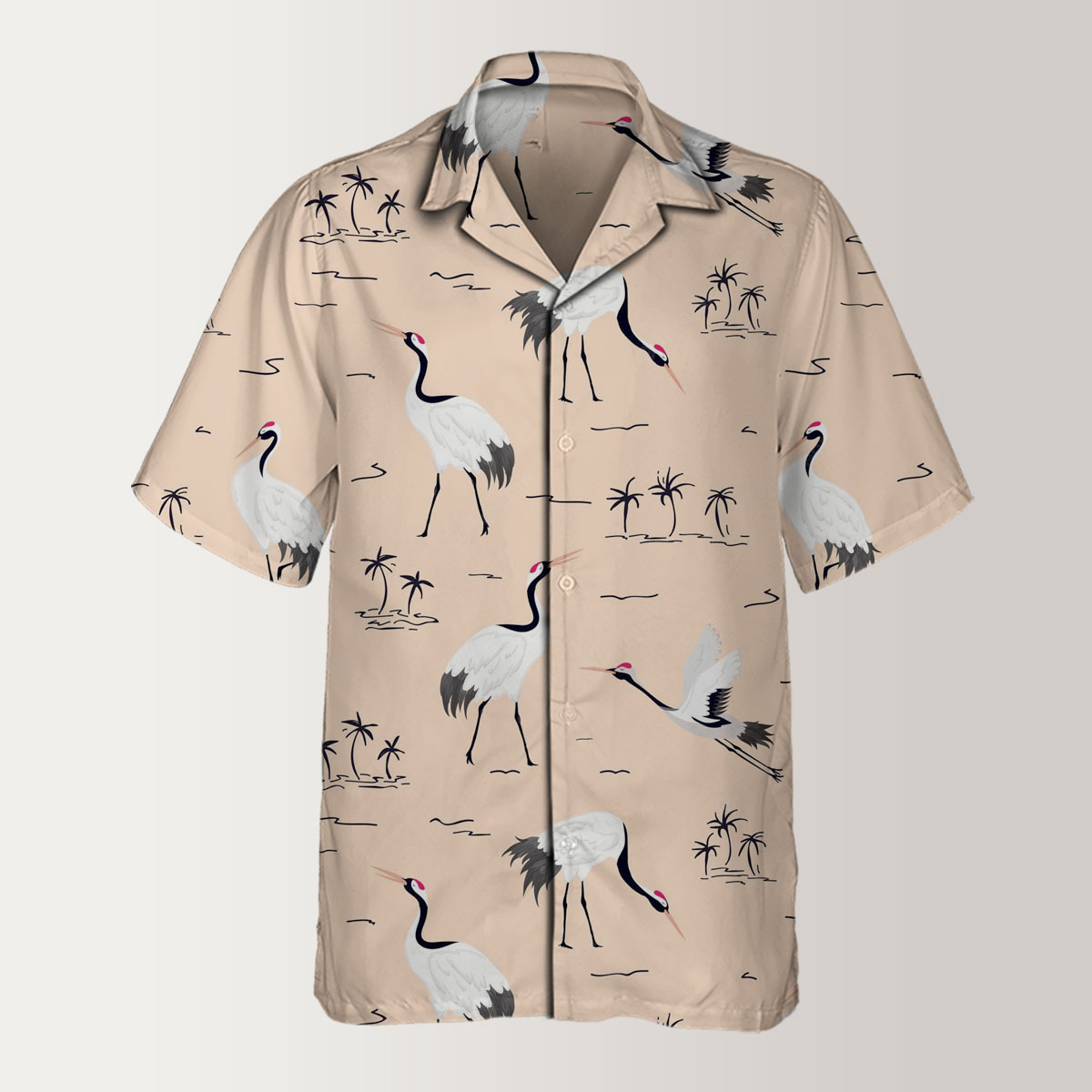Retro Japanese Crane Hawaiian Shirt