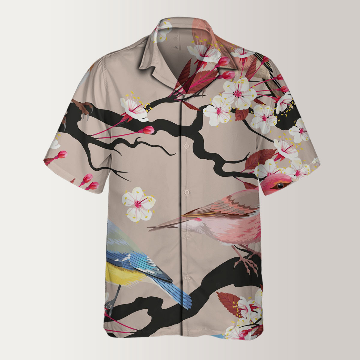 Spring Finch On Branches Hawaiian Shirt