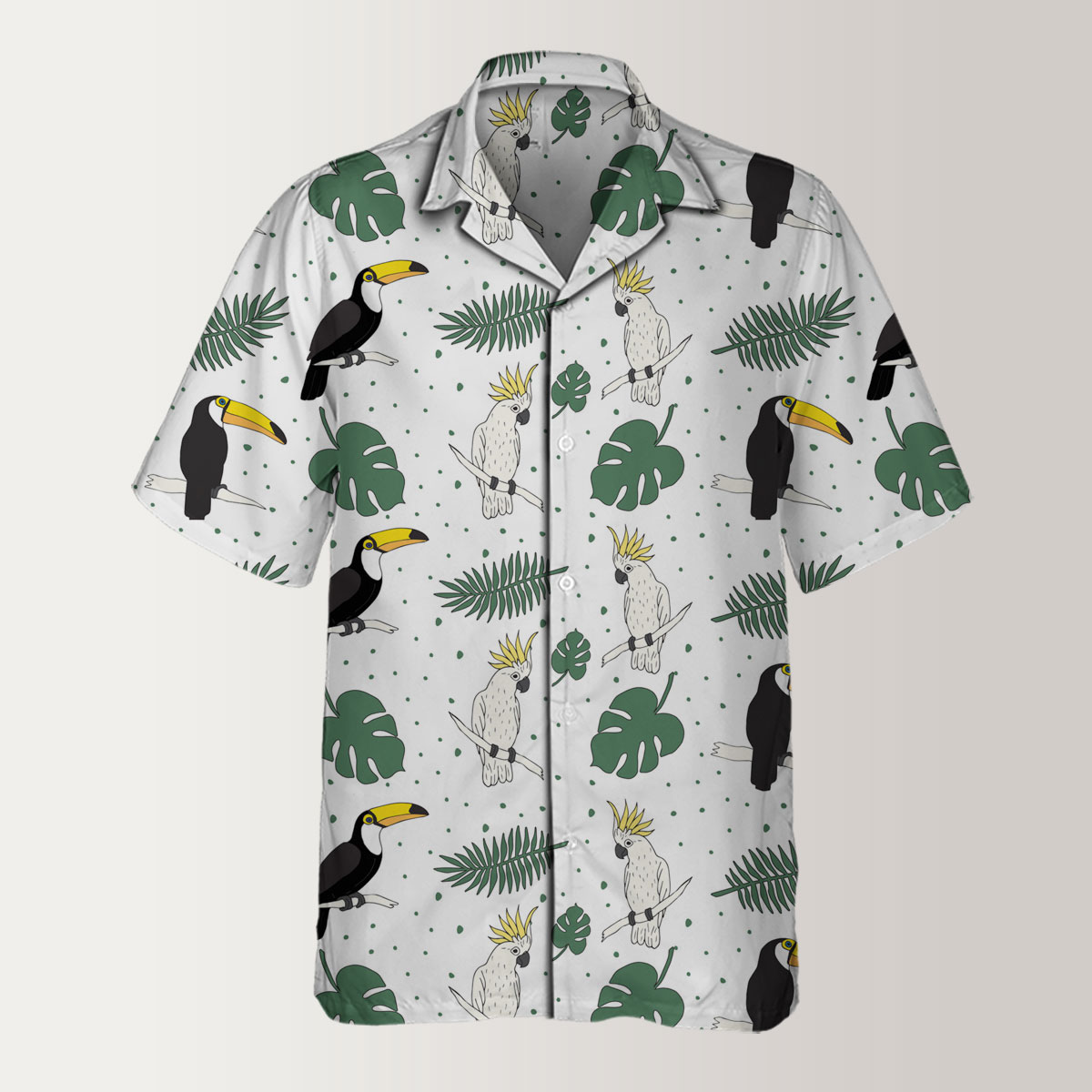 Tropical Toucan On White Background Hawaiian Shirt