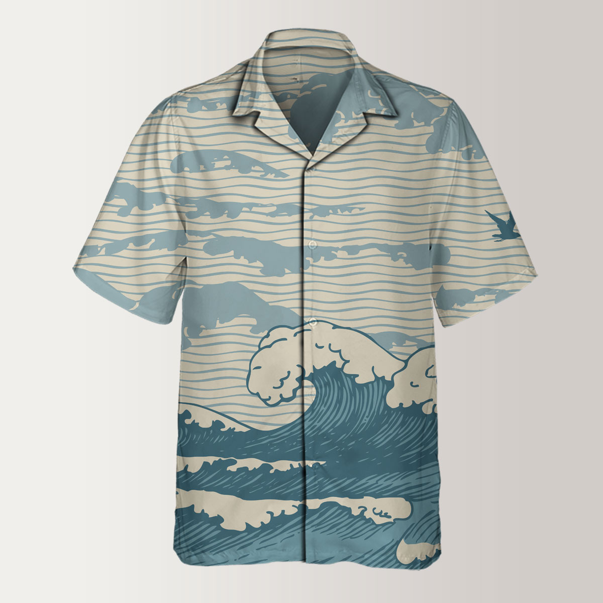Vintage Art Seagull Hawaiian Shirt