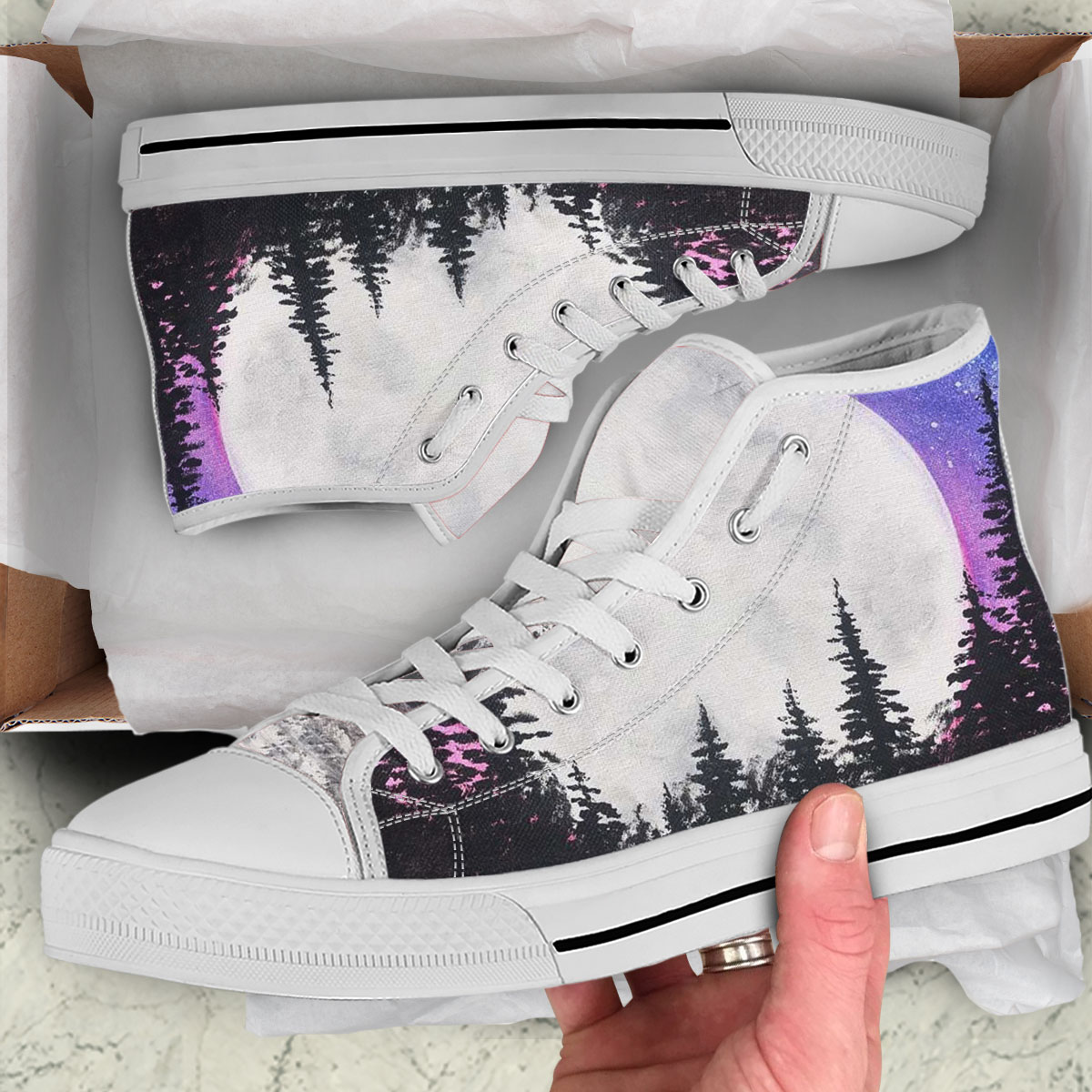 Abstract Moon River High Top Shoes