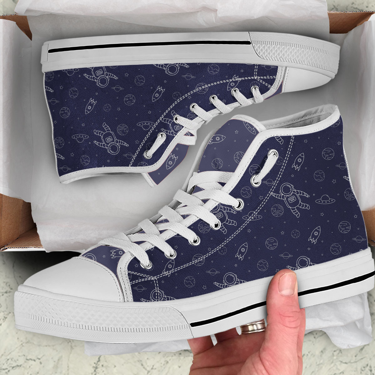 Astronaut And Outer Space High Top Shoes
