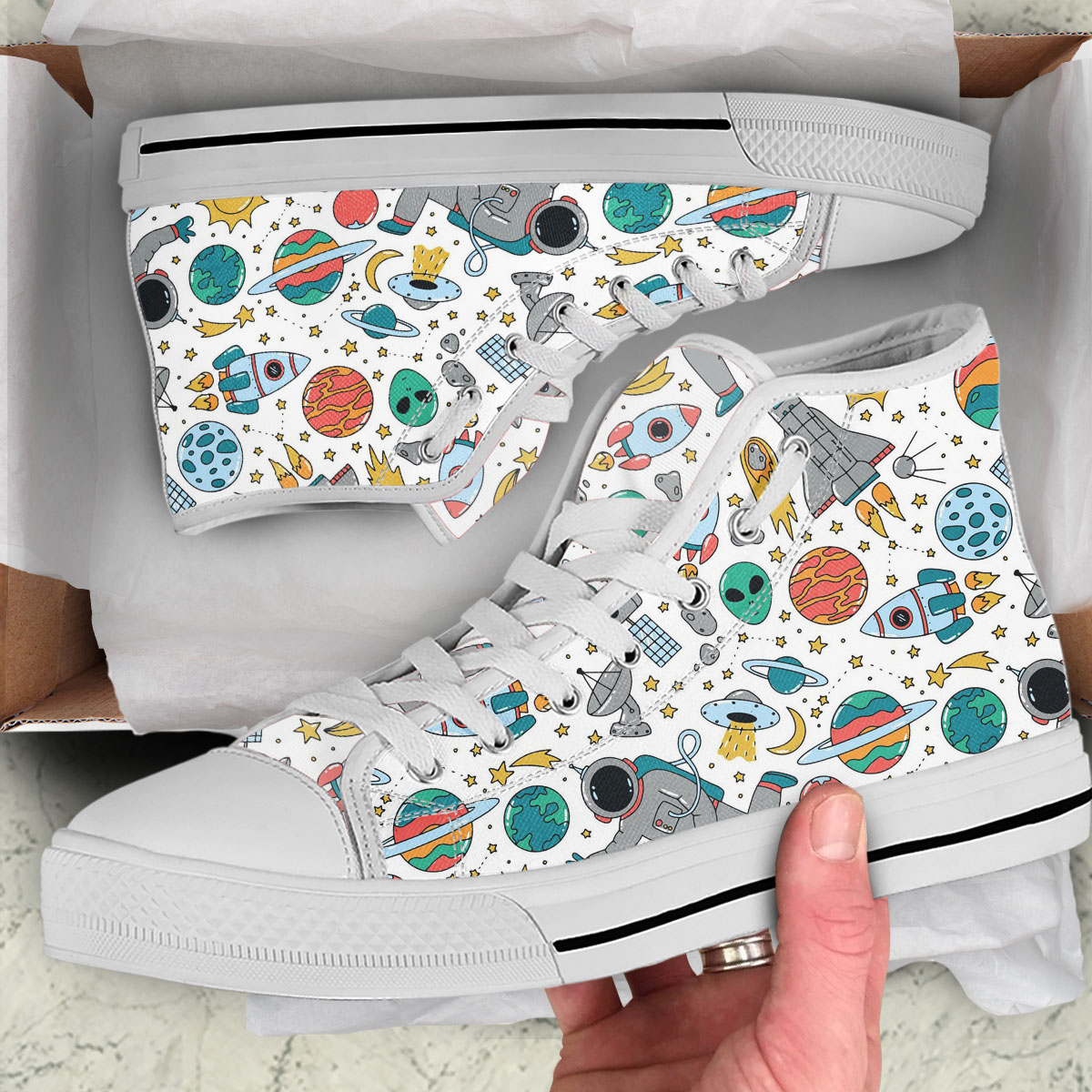 Astronaut Discover The Universe High Top Shoes
