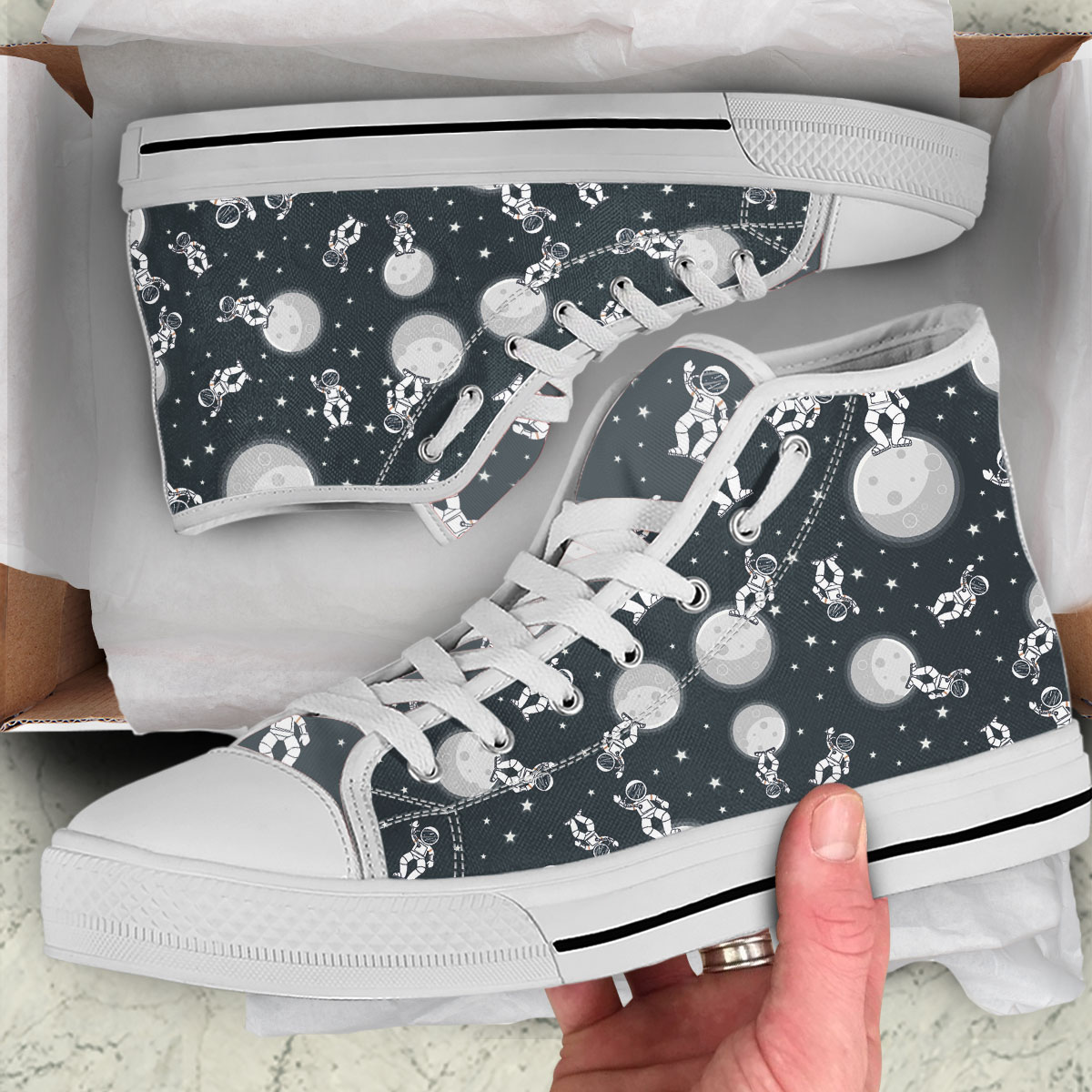 Astronaut On The Moon High Top Shoes