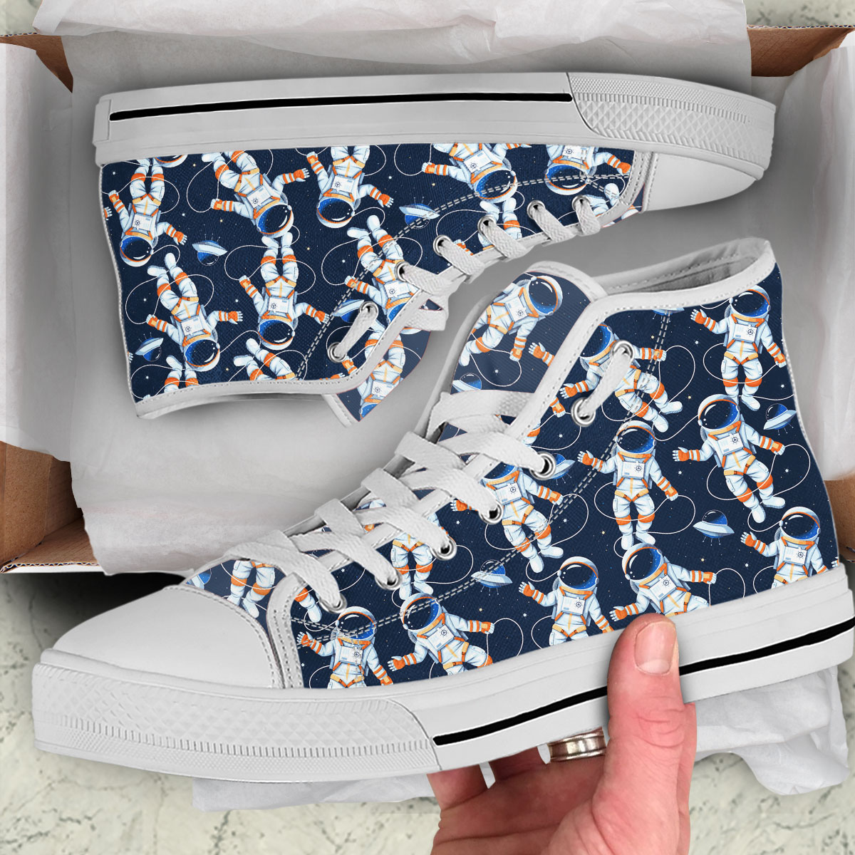 Astronaut Seamless Pattern High Top Shoes