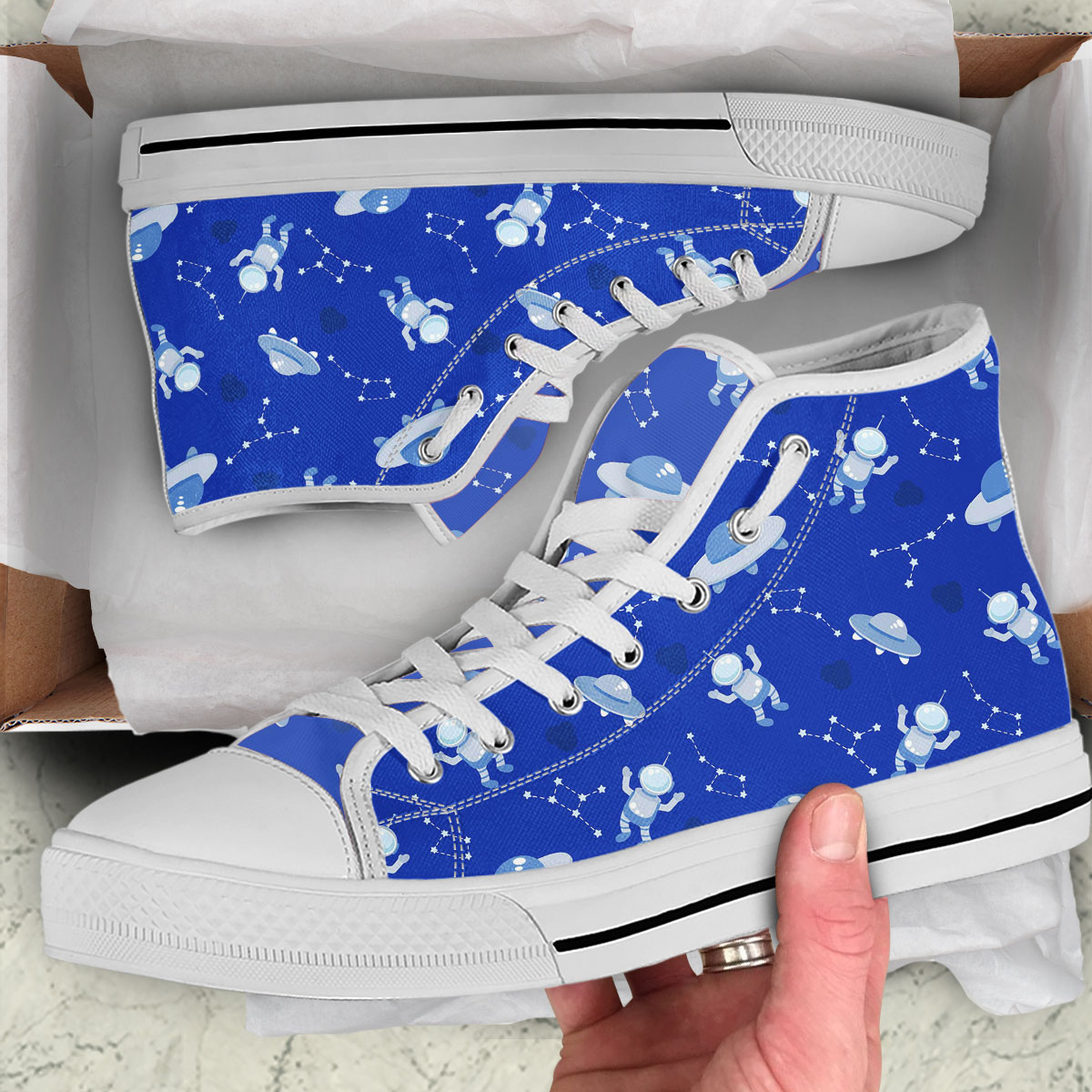 Astronauts Spaceships And Constellation High Top Shoes
