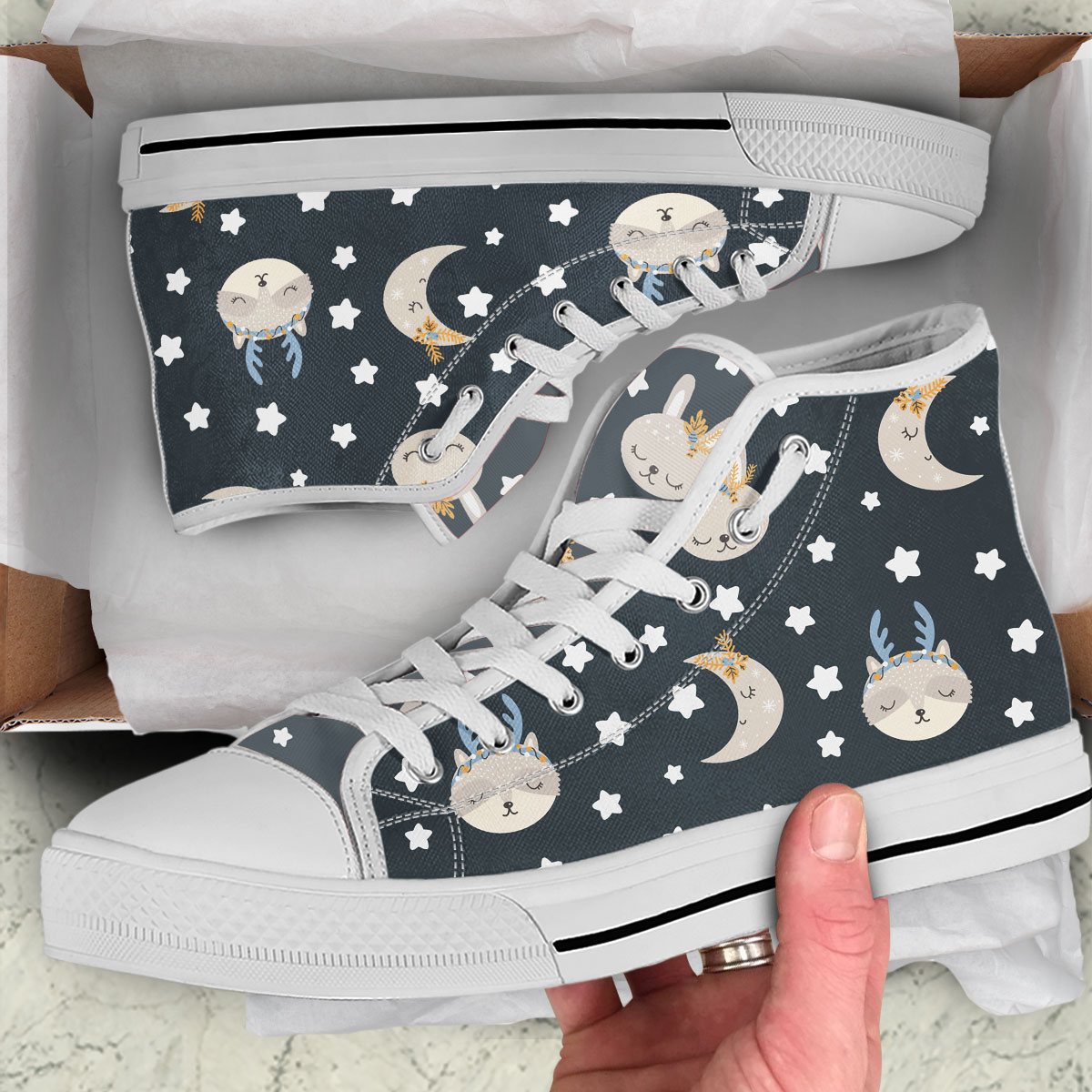 Christmas Pattern With Animals High Top Shoes