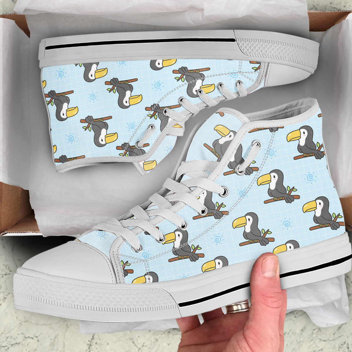 Coon Little Toucan On Branches High Top Shoes