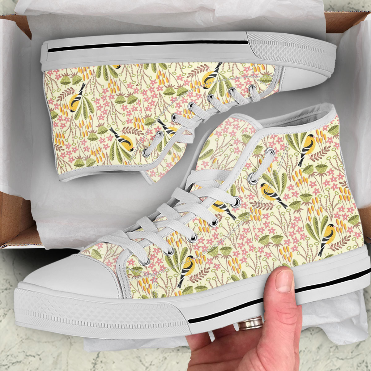 Floral Finch High Top Shoes