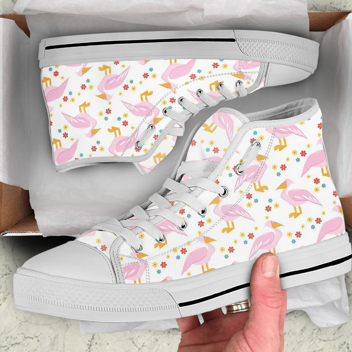 Floral Pink Pelican High Top Shoes