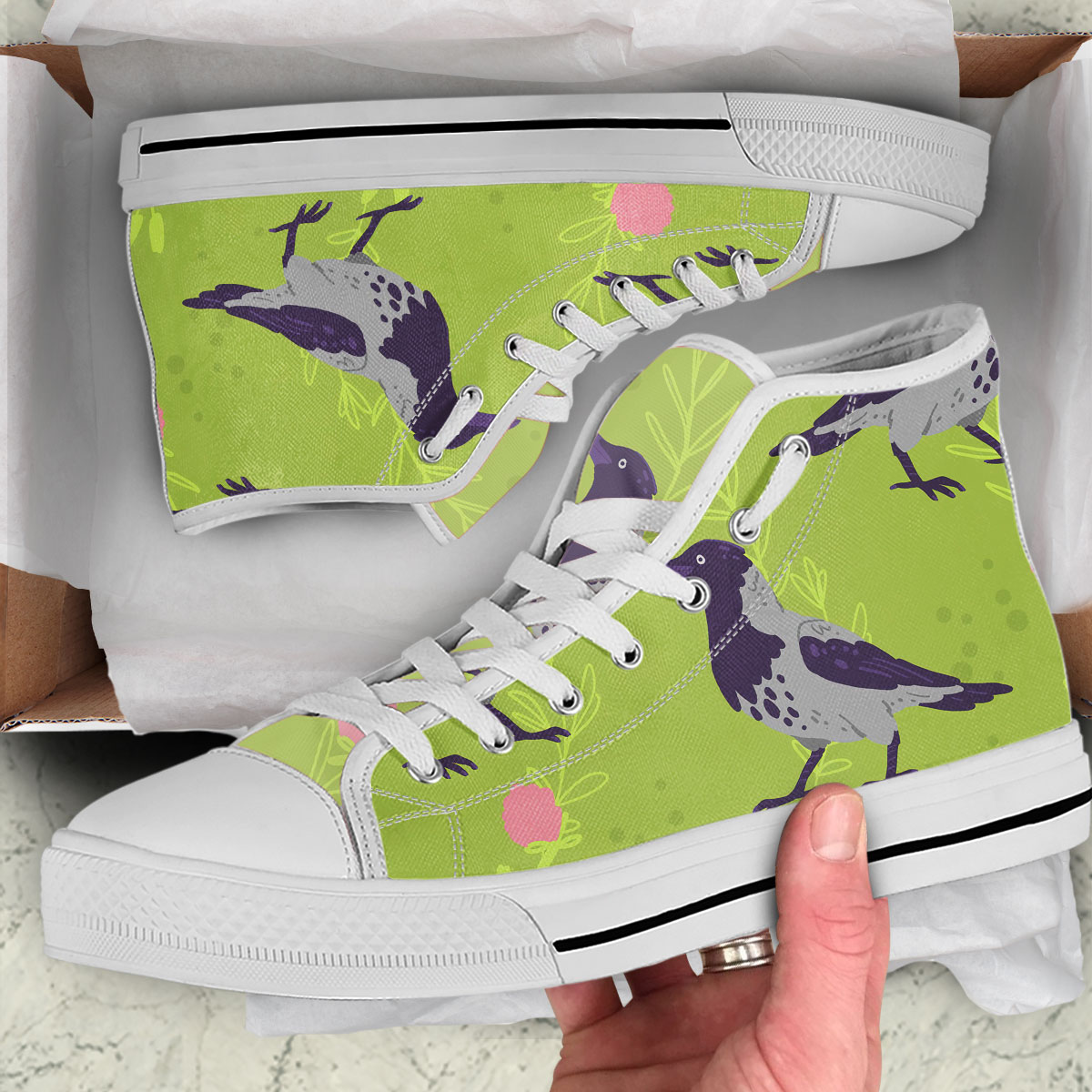 Floral Wild Crow High Top Shoes