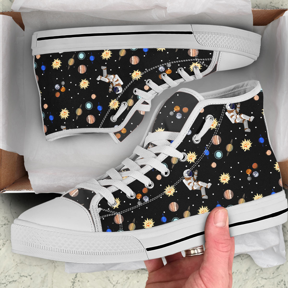 Flying Astronaut High Top Shoes