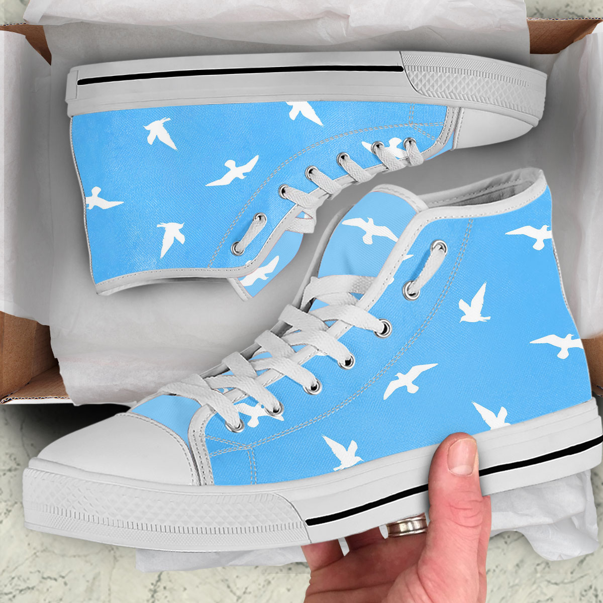Freedom Sky Seagull Symbol High Top Shoes