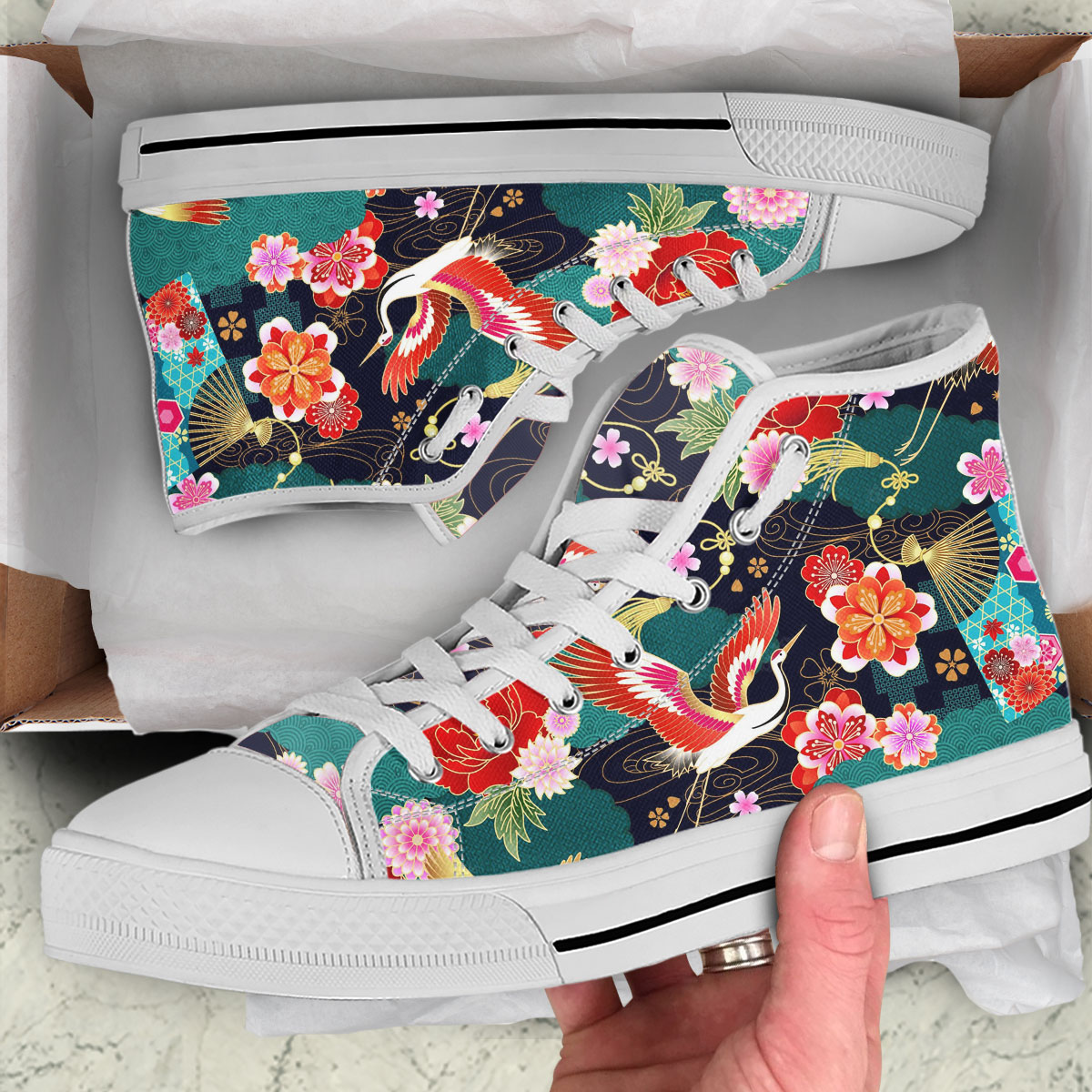 Japanese Crane Classic High Top Shoes