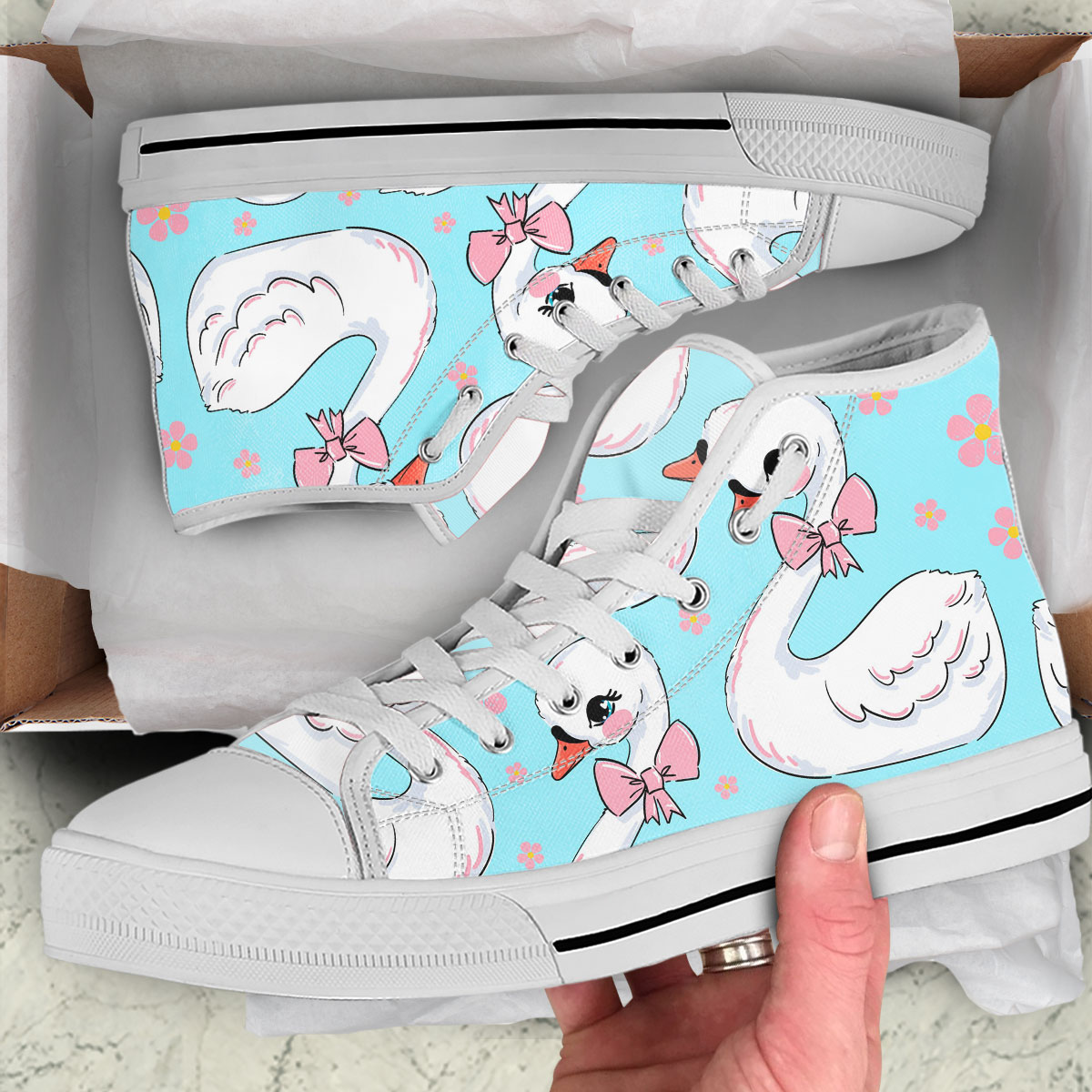 Little White Swan High Top Shoes