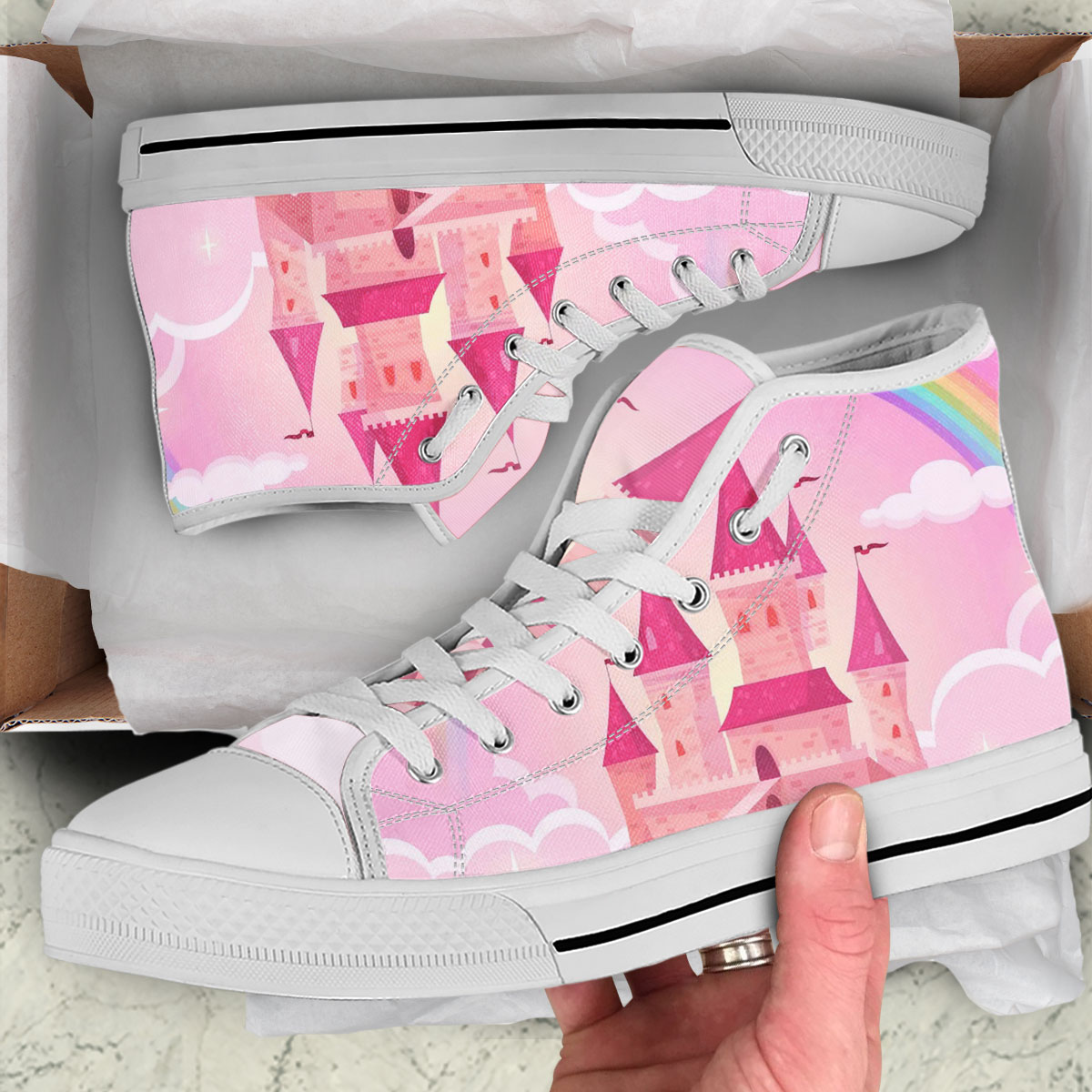 Magic Pink Rainbow Castel High Top Shoes