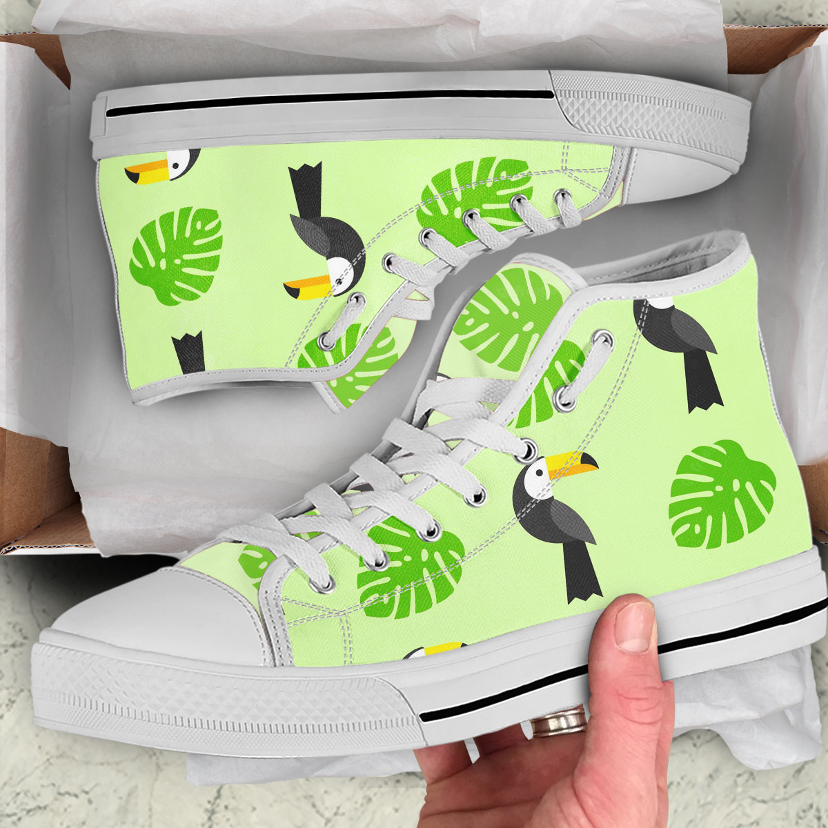 Monogram Green Leaf Toucan High Top Shoes