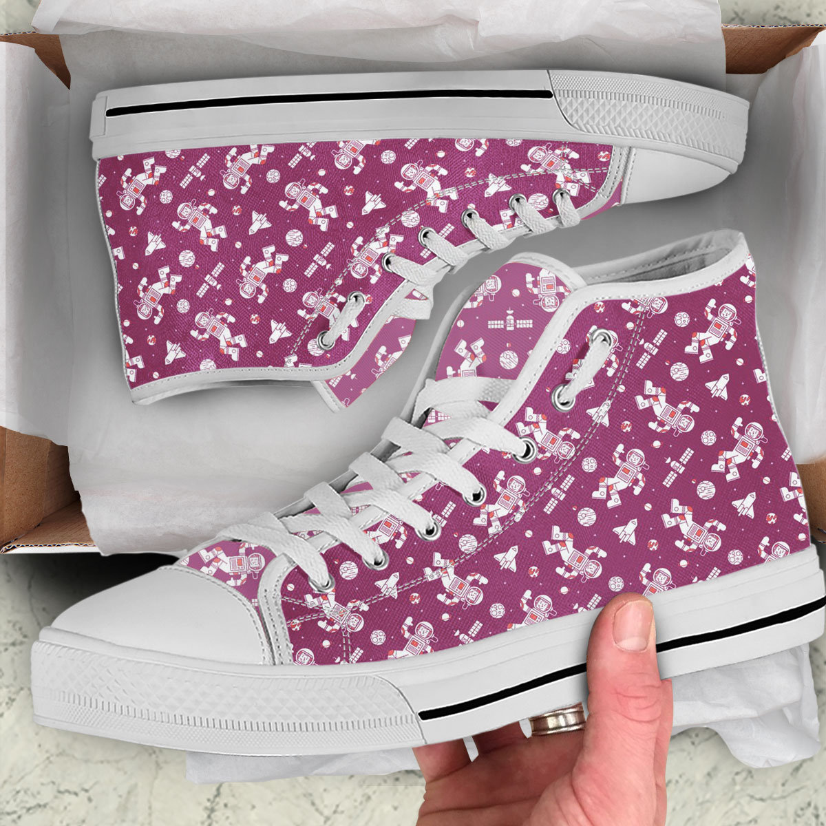 Pink Astronaut High Top Shoes