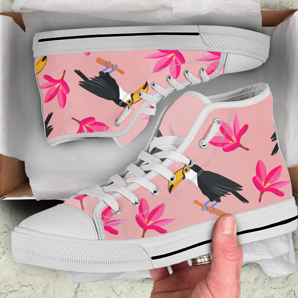 Pink Universe Toucan High Top Shoes