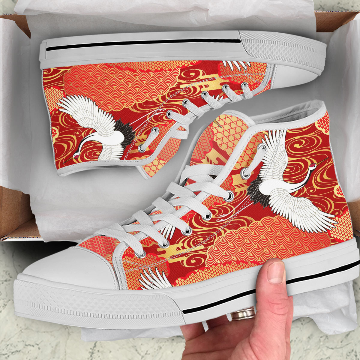 Red Cloud Crane High Top Shoes