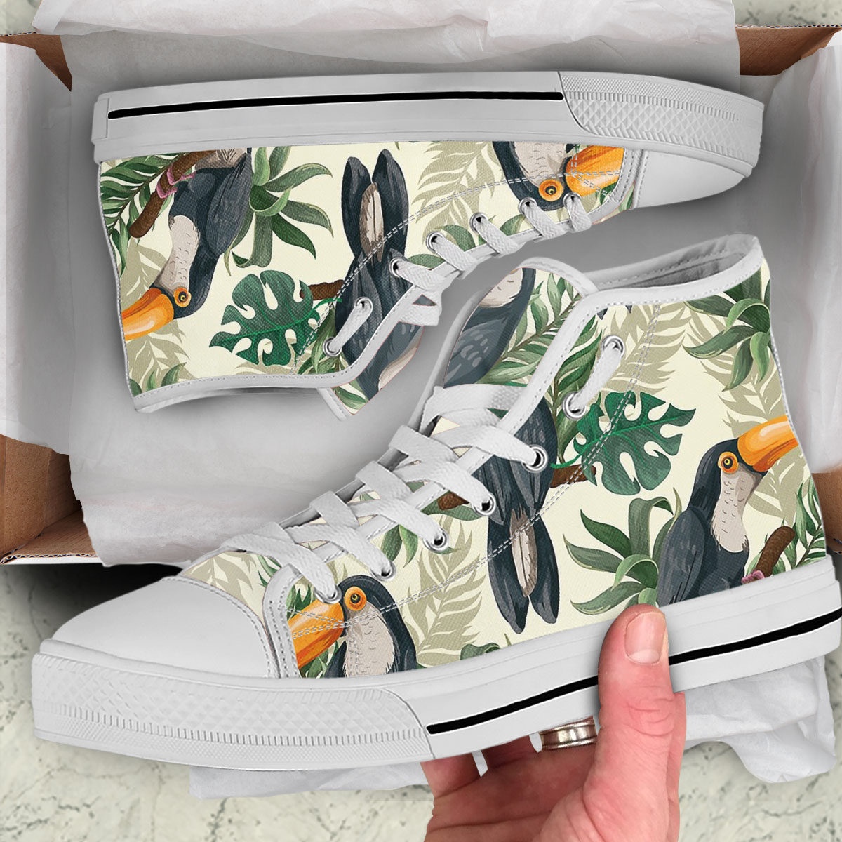 Toucan  On Branches High Top Shoes