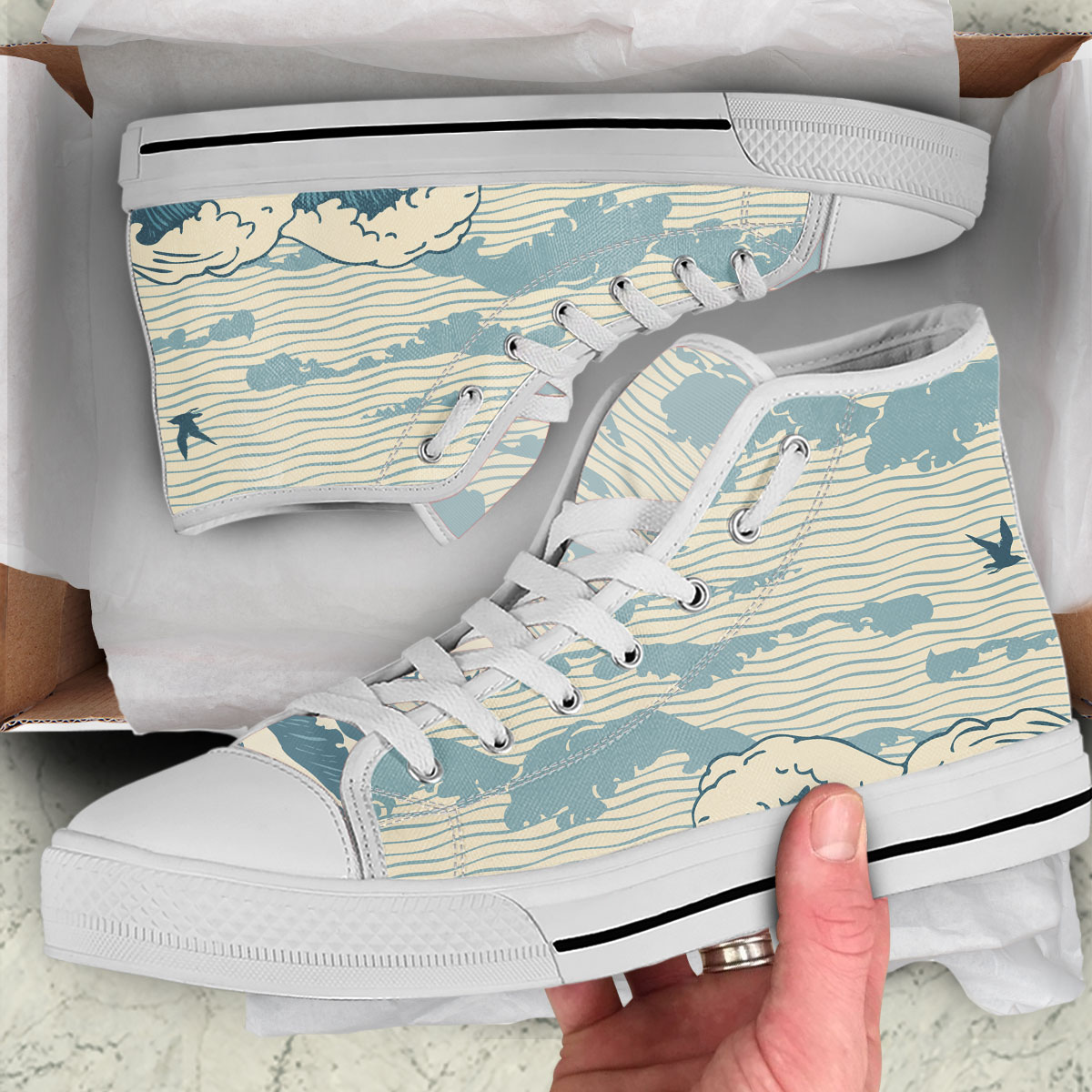 Vintage Art Seagull High Top Shoes