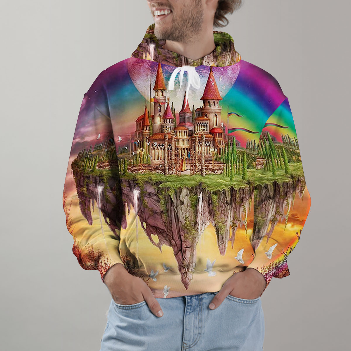 3D Magic Rainbow Castle Hoodie