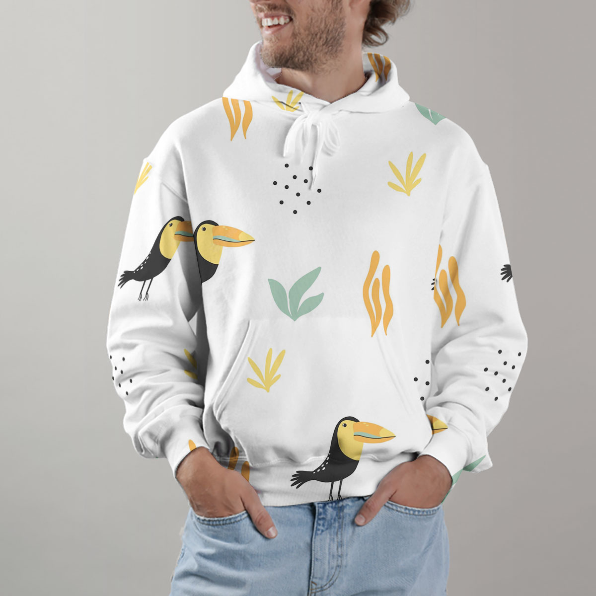 Coon Toucan White Background Hoodie
