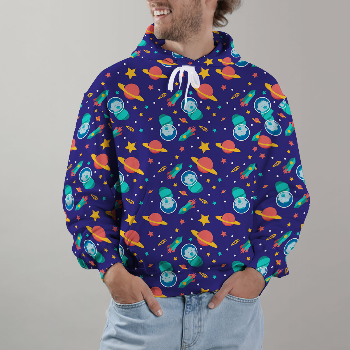 Galaxy Background With Baby Astronauts Hoodie
