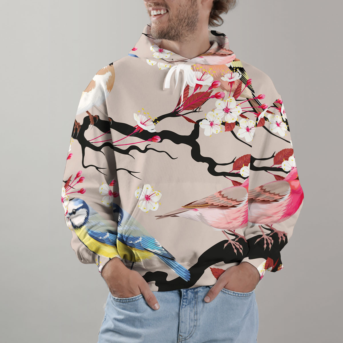 Spring Finch On Branches Hoodie