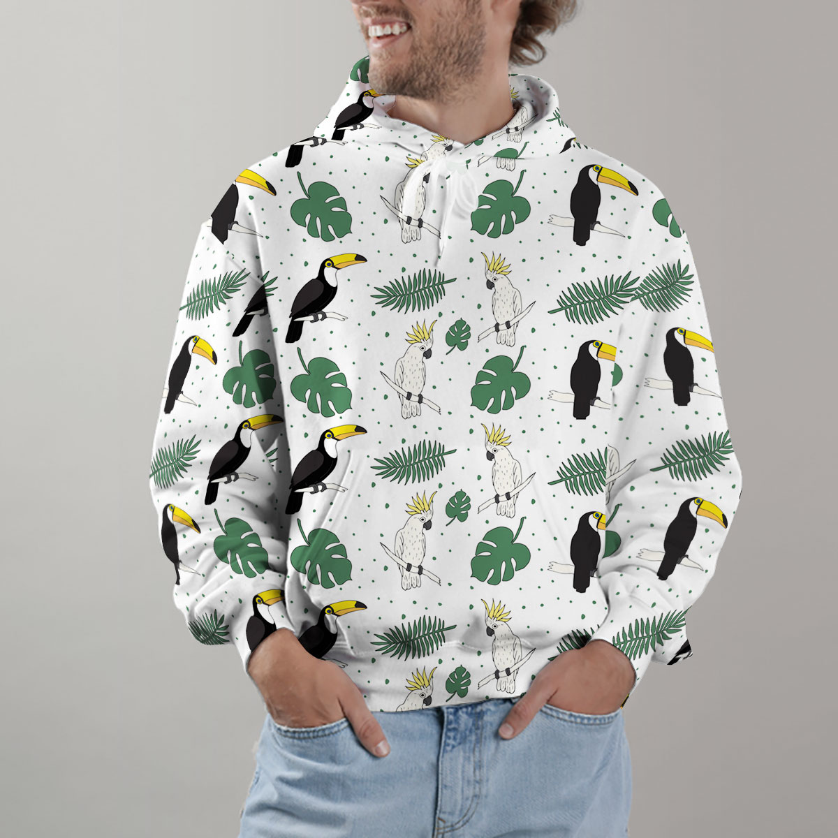 Tropical Toucan On White Background Hoodie