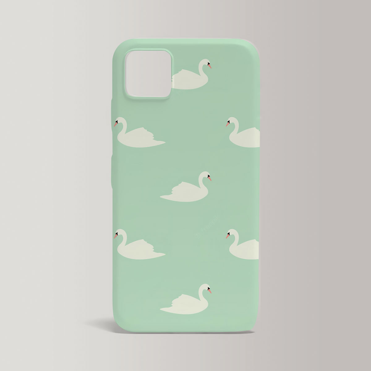 Green Monogram Swan Iphone Case