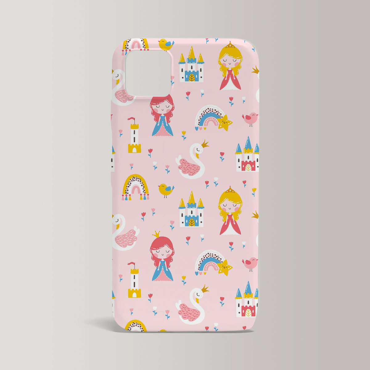Princess With Swan Castle Rainbow And Flowers Iphone Case
