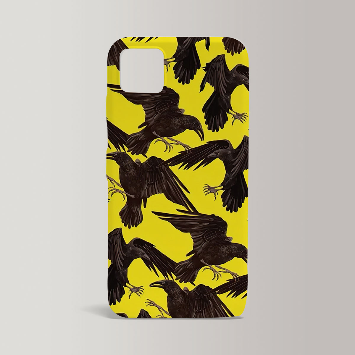 Raven On Yellow Background Iphone Case