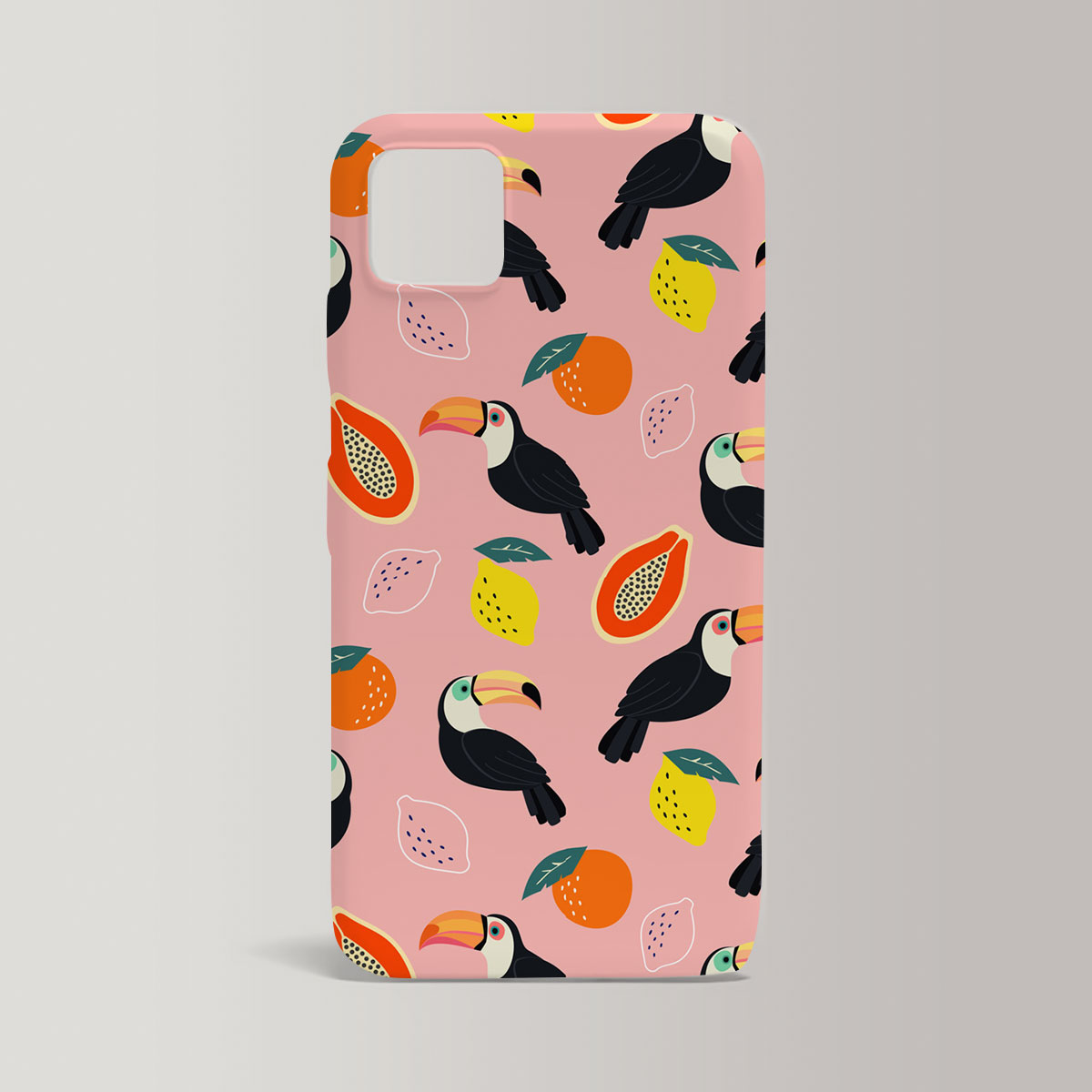 Toucan Tropical Pink Fruits Iphone Case