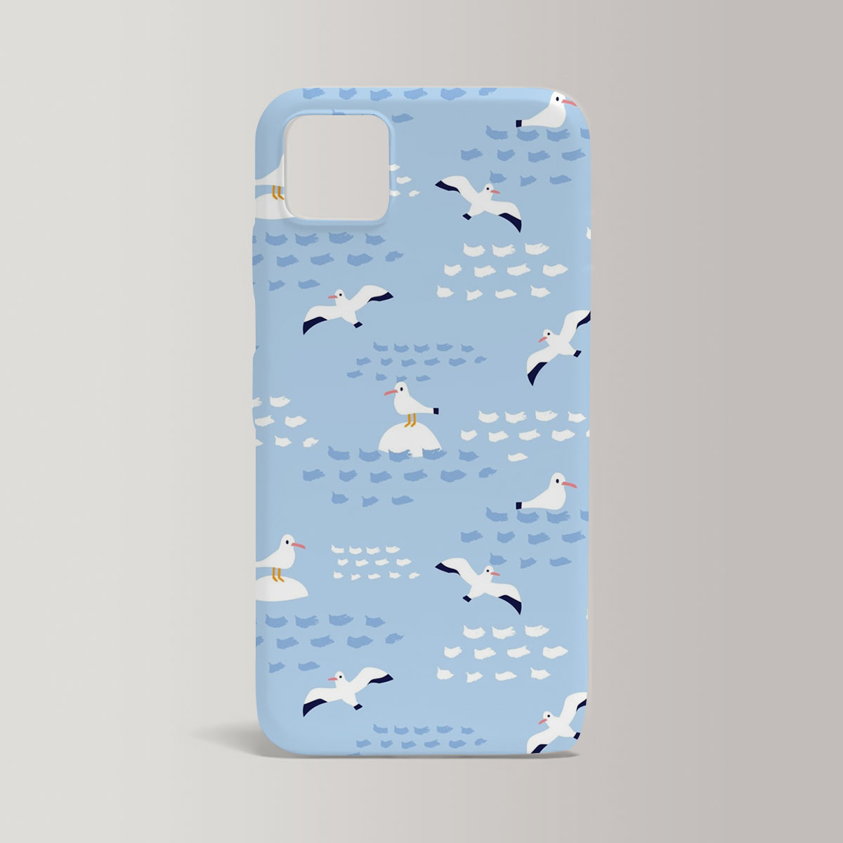 White Blue Seagull Iphone Case